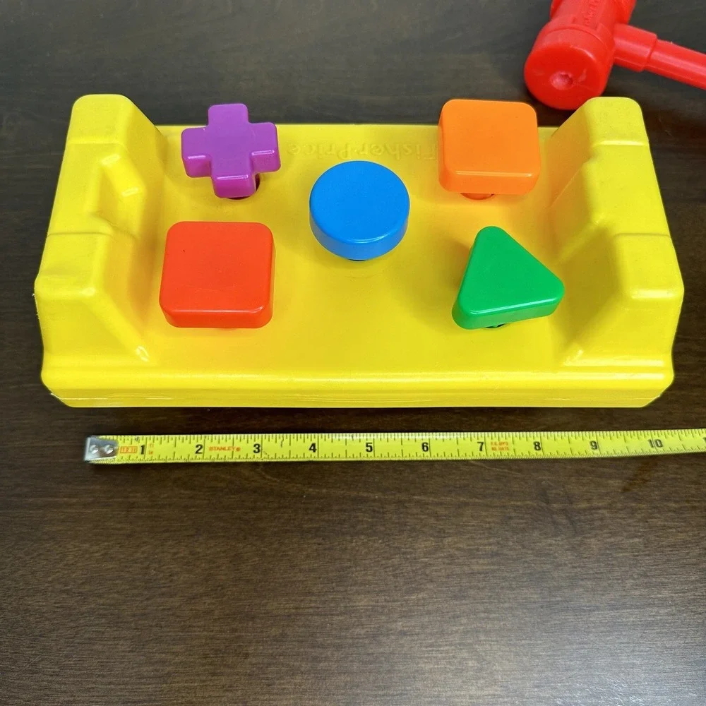 Vintage 1986 Fisher Price Tap n' Turn Bench Hammer Shapes Toddler Montessori